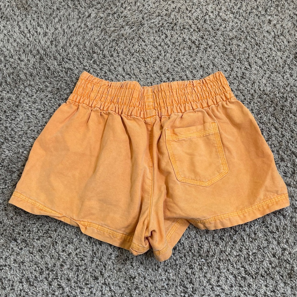 Aerie Babewtach Orange Smocked High Waist Shorts Womens S‎ Pull On Stretch - Picture 3 of 7